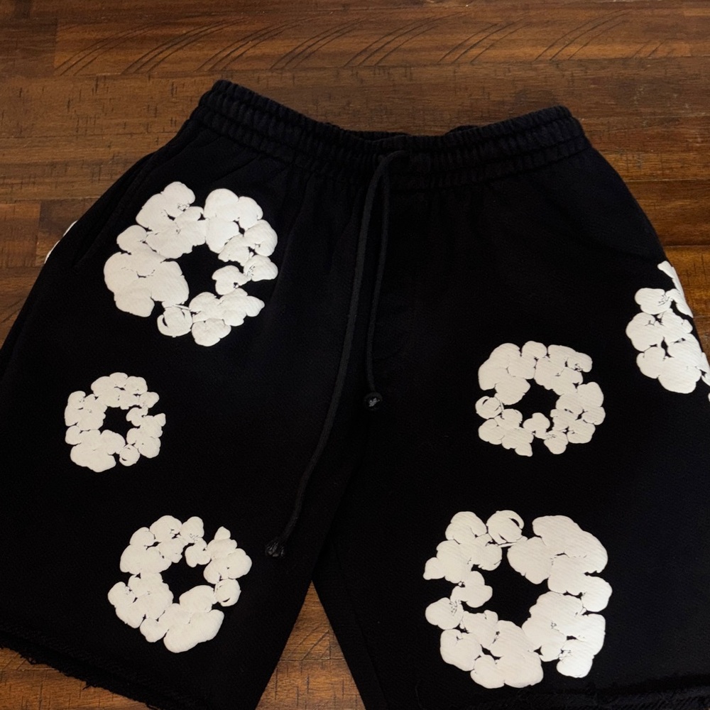 Black Shorts with White Floral Print